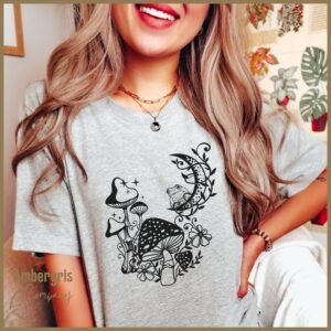 Mushroom Toad & Moon T-Shirt – Cottagecore Frog Aesthetic Tee